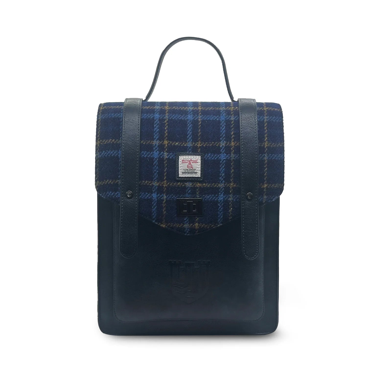 Islander Carloway Laptop Backpack with Harris Tweed Navy Blue Tartan | Harris Tweed Scotland