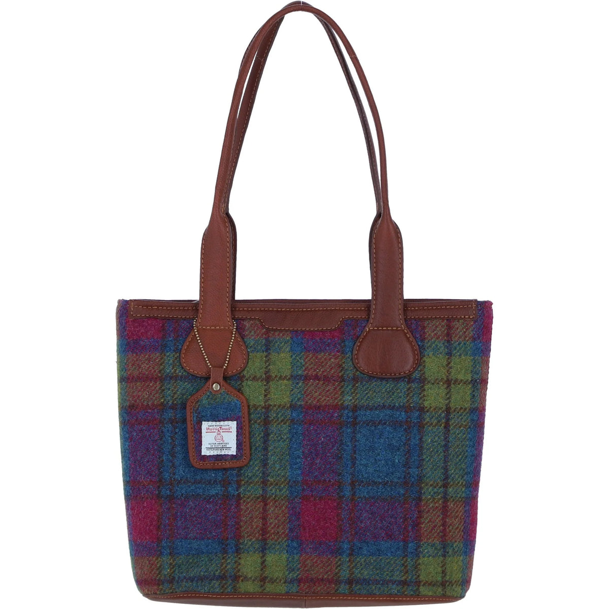 Maidens Leather Shoulder Bag with Harris Tweed (Multi Colour Tartan)