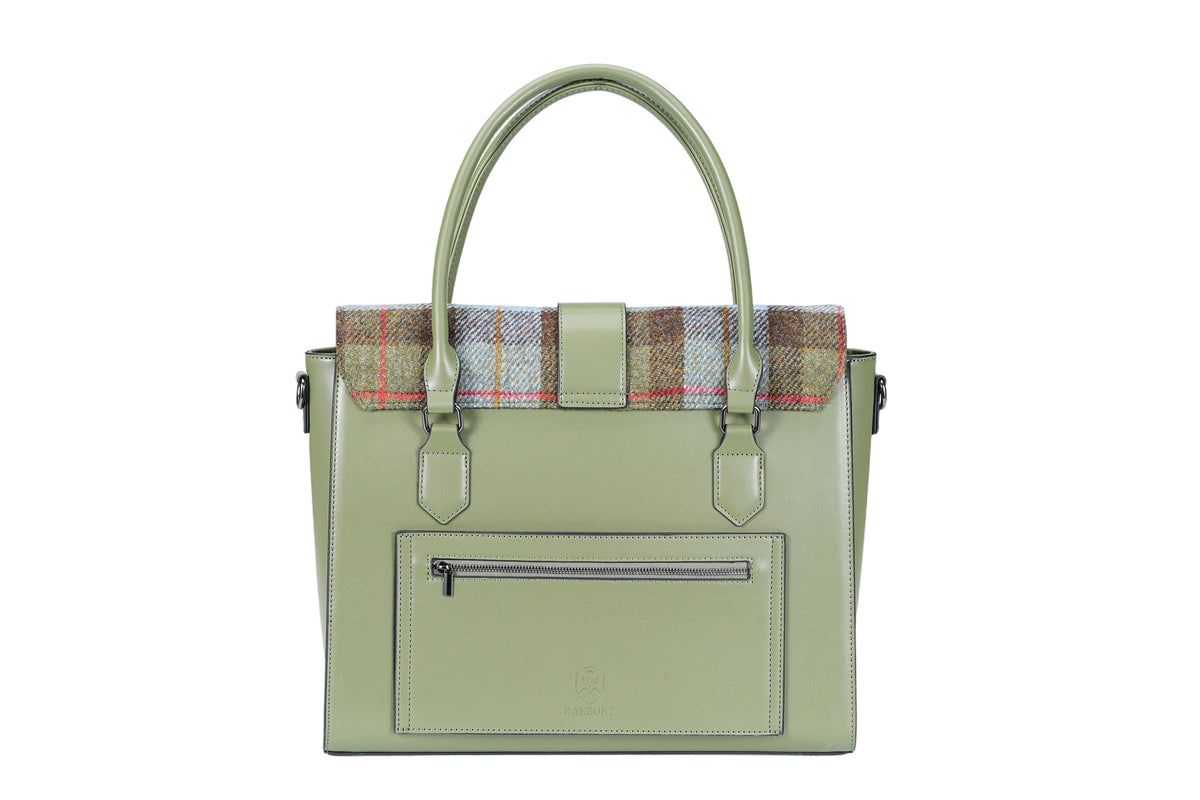Harris Tweed Laptop Work Flap Satchel Bag (Classic Olive)