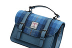 Raebury Harris Tweed Medium Satchel Bag (Blue Check Tartan)