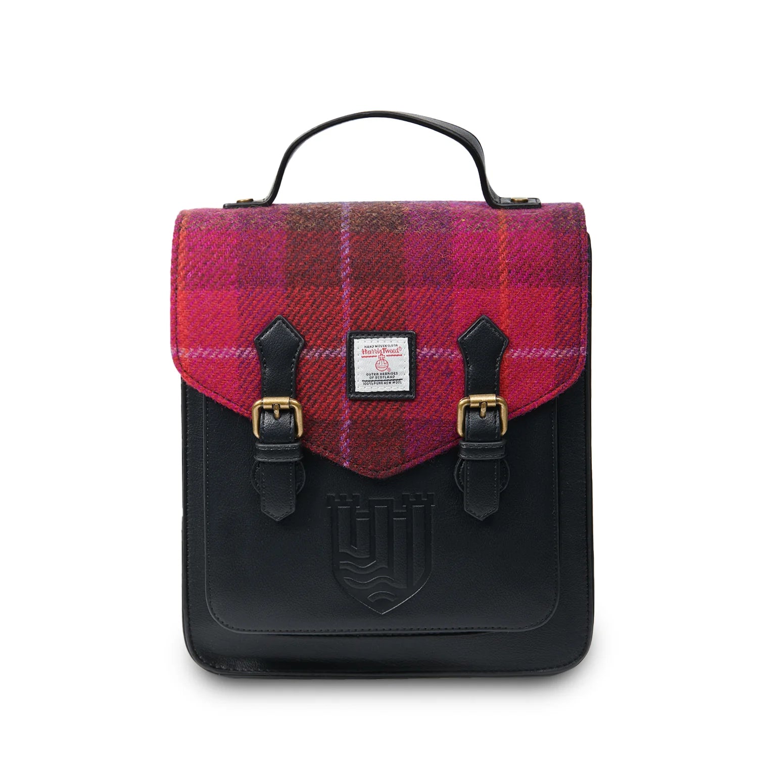 Islander Calton Backpack with Harris Tweed - Fuchsia Tartan | Harris Tweed Scotland