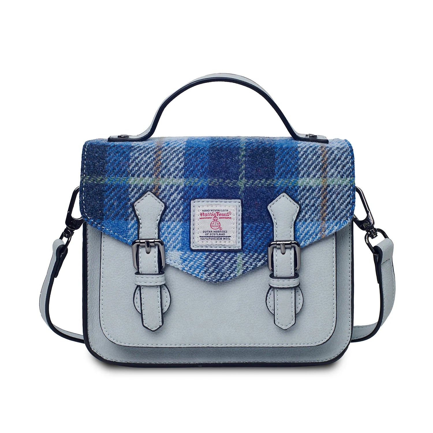 Islander Mini Calton Satchel with Harris Tweed - Blue Tartan