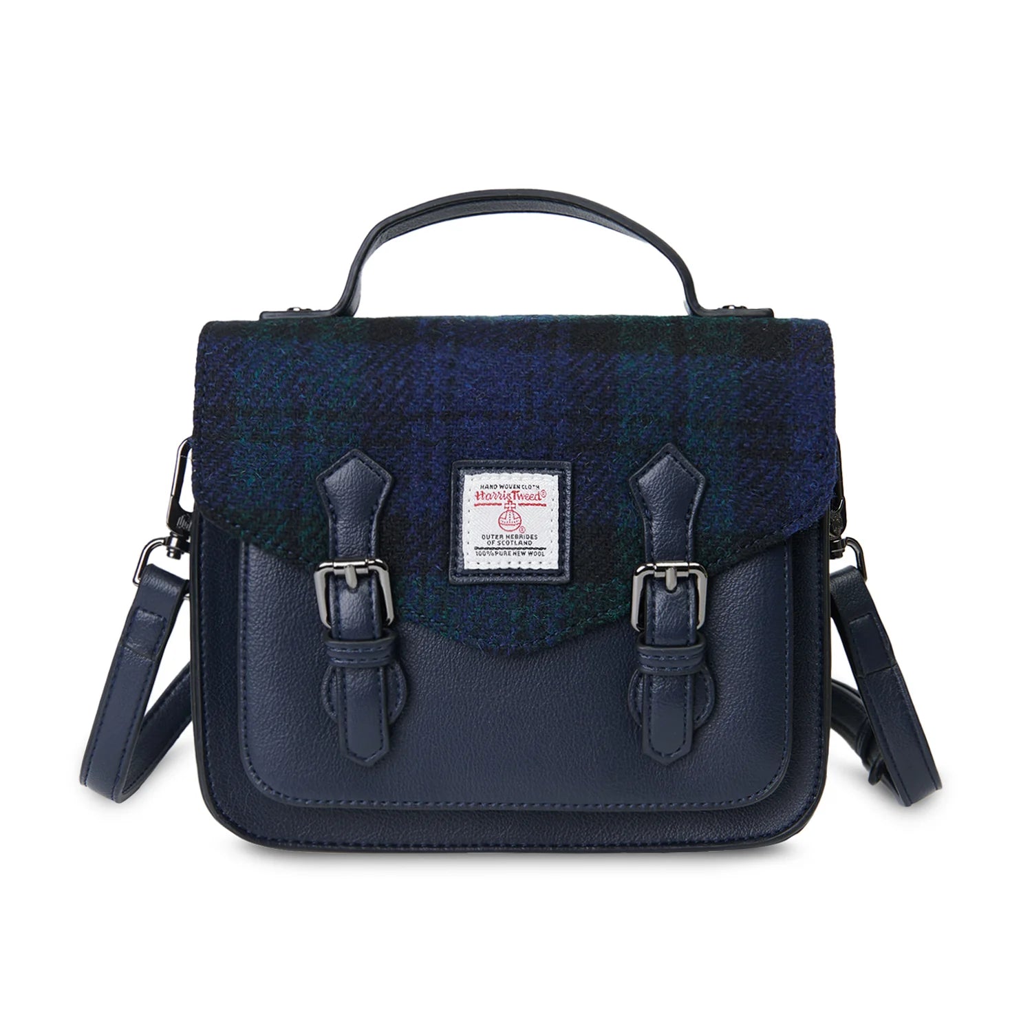 Islander Mini Calton Satchel with Harris Tweed - Black Watch Tartan
