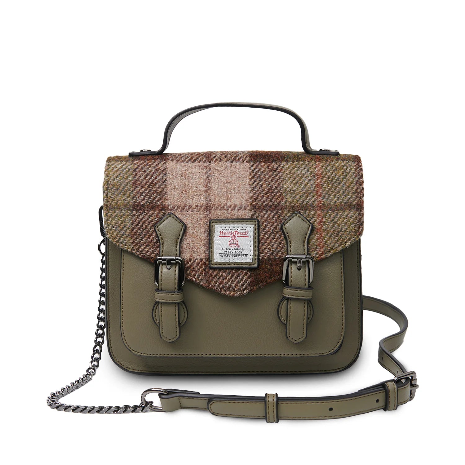 Islander Mini Calton Satchel with Harris Tweed - Chestnut Tartan