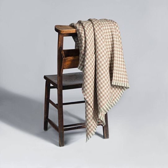 Lochcarron Bracken British Wool Corrie Blanket (Soft Green, Warm Brown & Cream)
