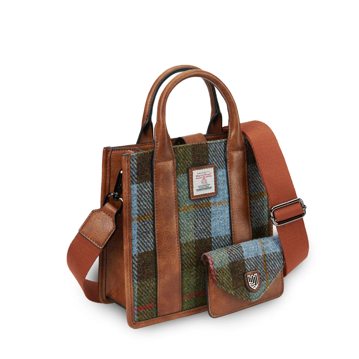Islander Medium Tobi Tote with Matching Purse - Chestnut & Blue Tartan