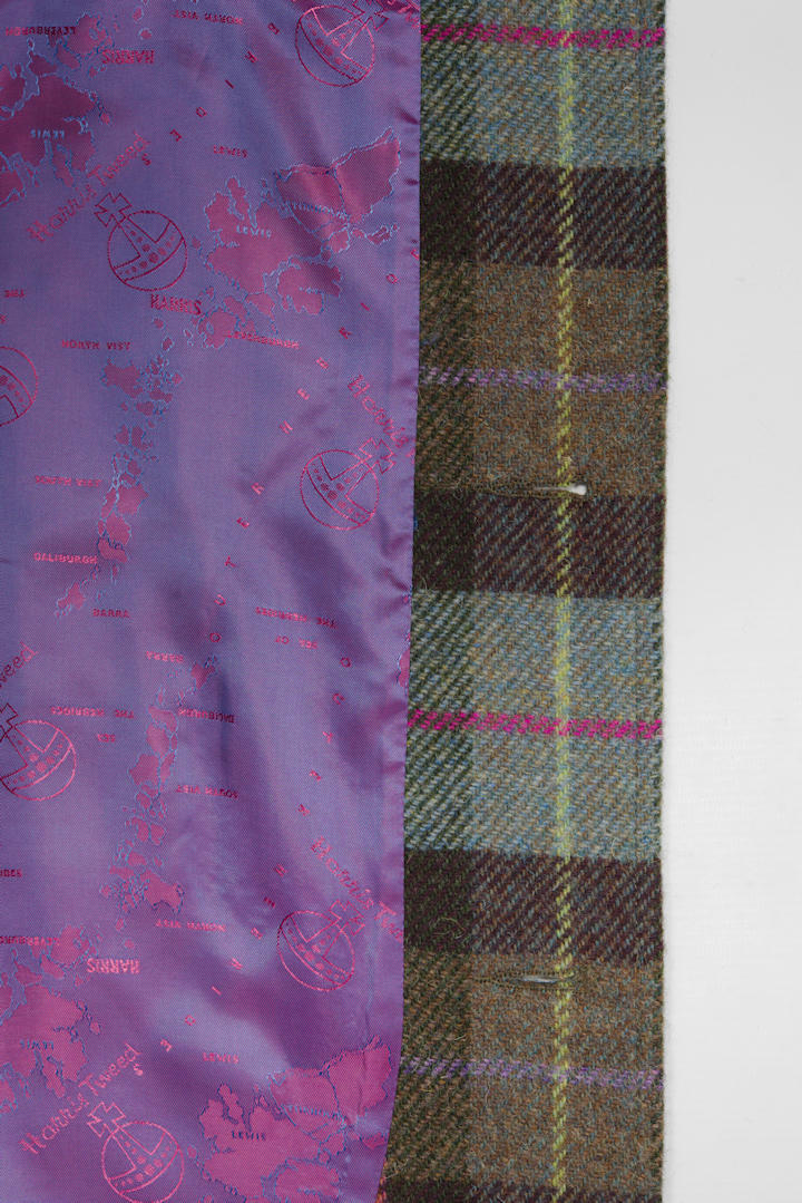 Harris Tweed Ladies Hooded Poncho Cape Pink, Purple & Green Tartan