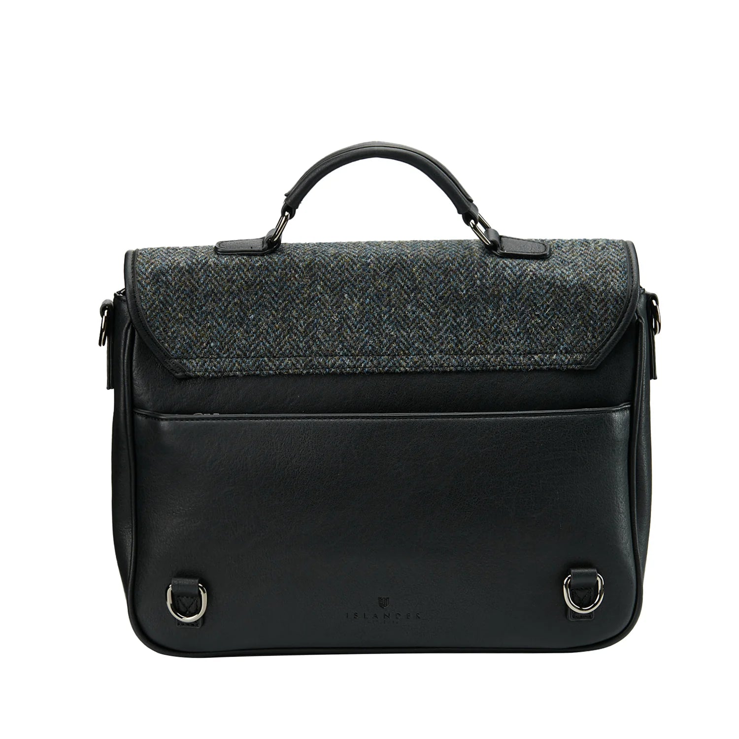 Islander Laptop Bag in Harris Tweed Chestnut Blue & Brown Tartan