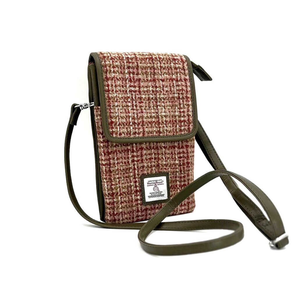 Maccessori Mini Crossbody Bag with Harris Tweed - Maple