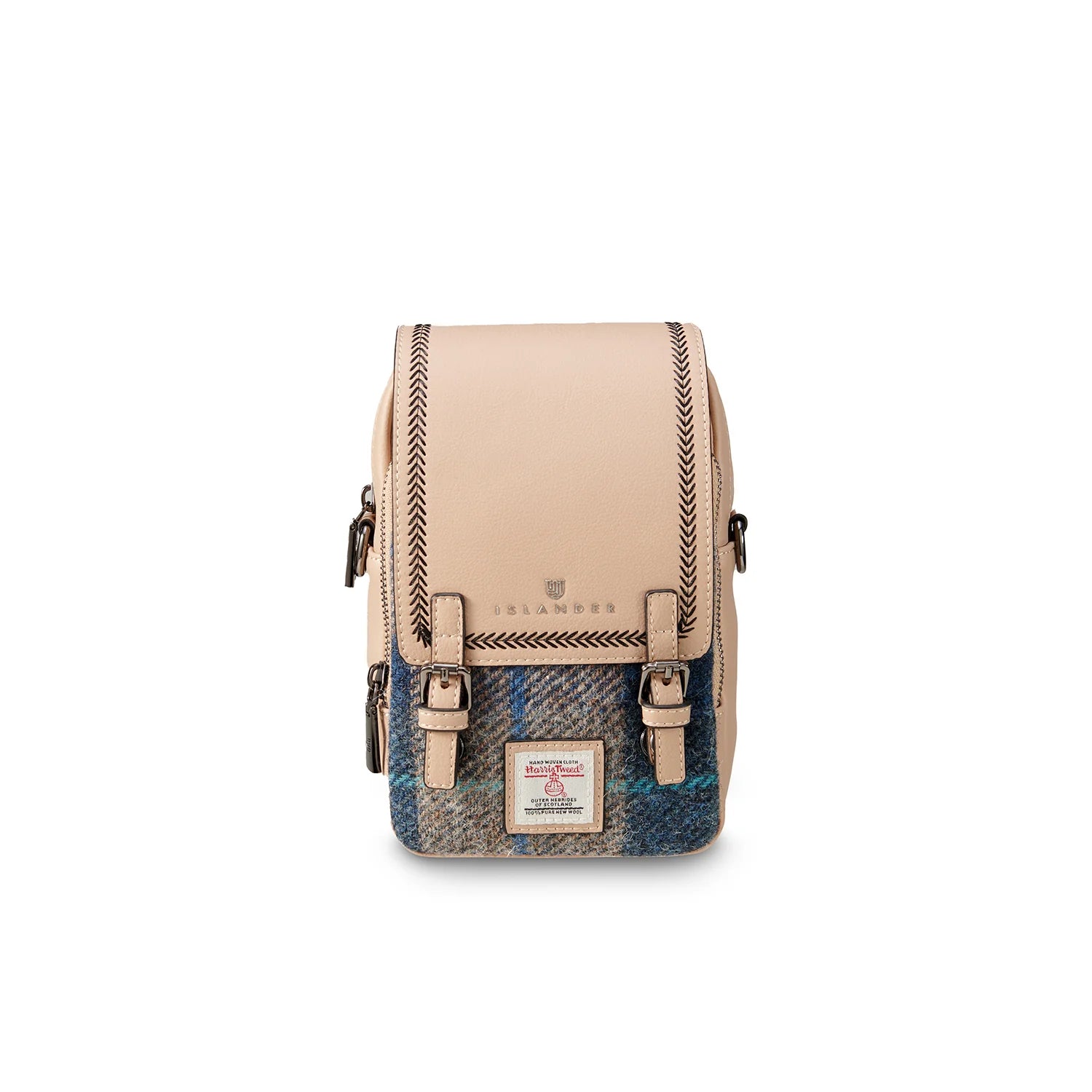 Islander Baby Jura Crossbody Bag with Harris Tweed (Navy-Beige Tartan)