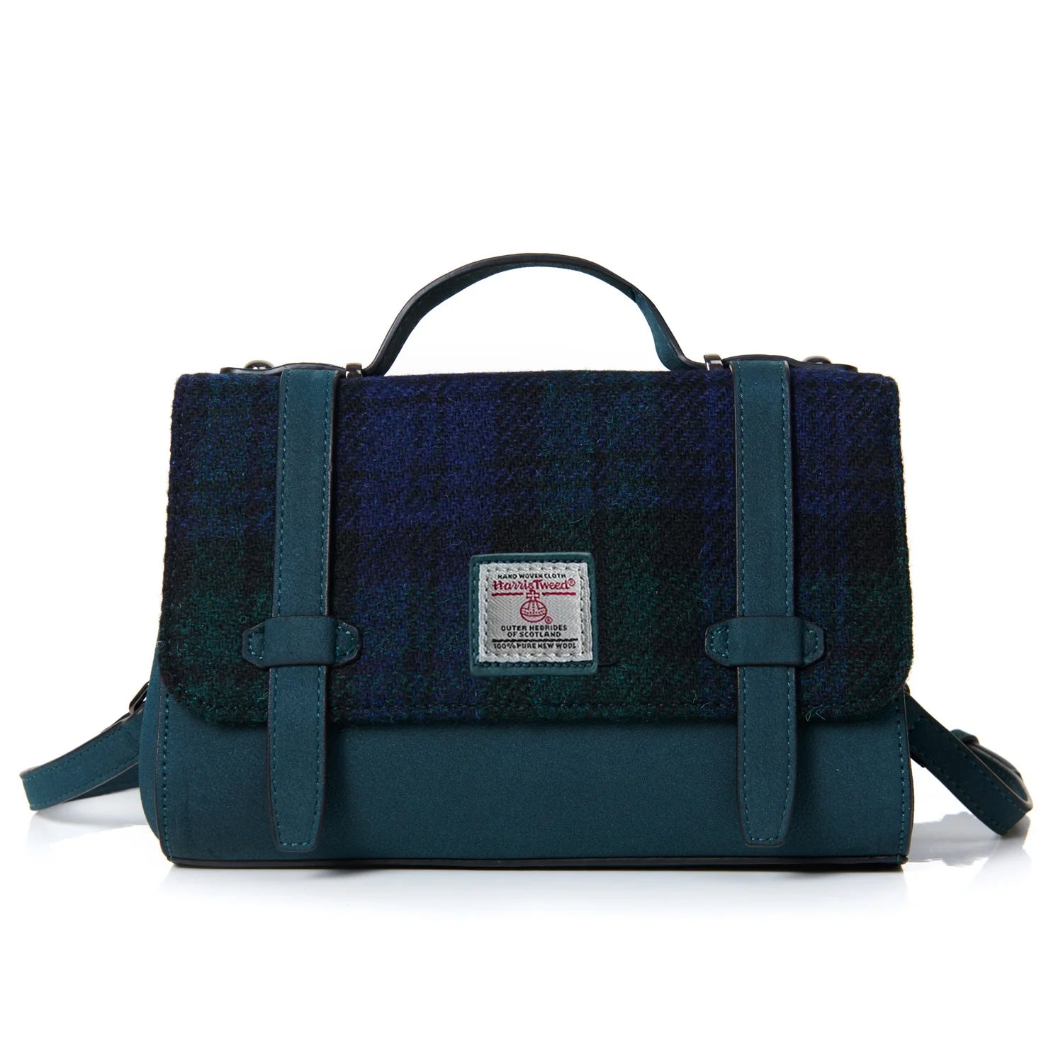 Islander Orkney Satchel with Harris Tweed - Black Watch Tartan