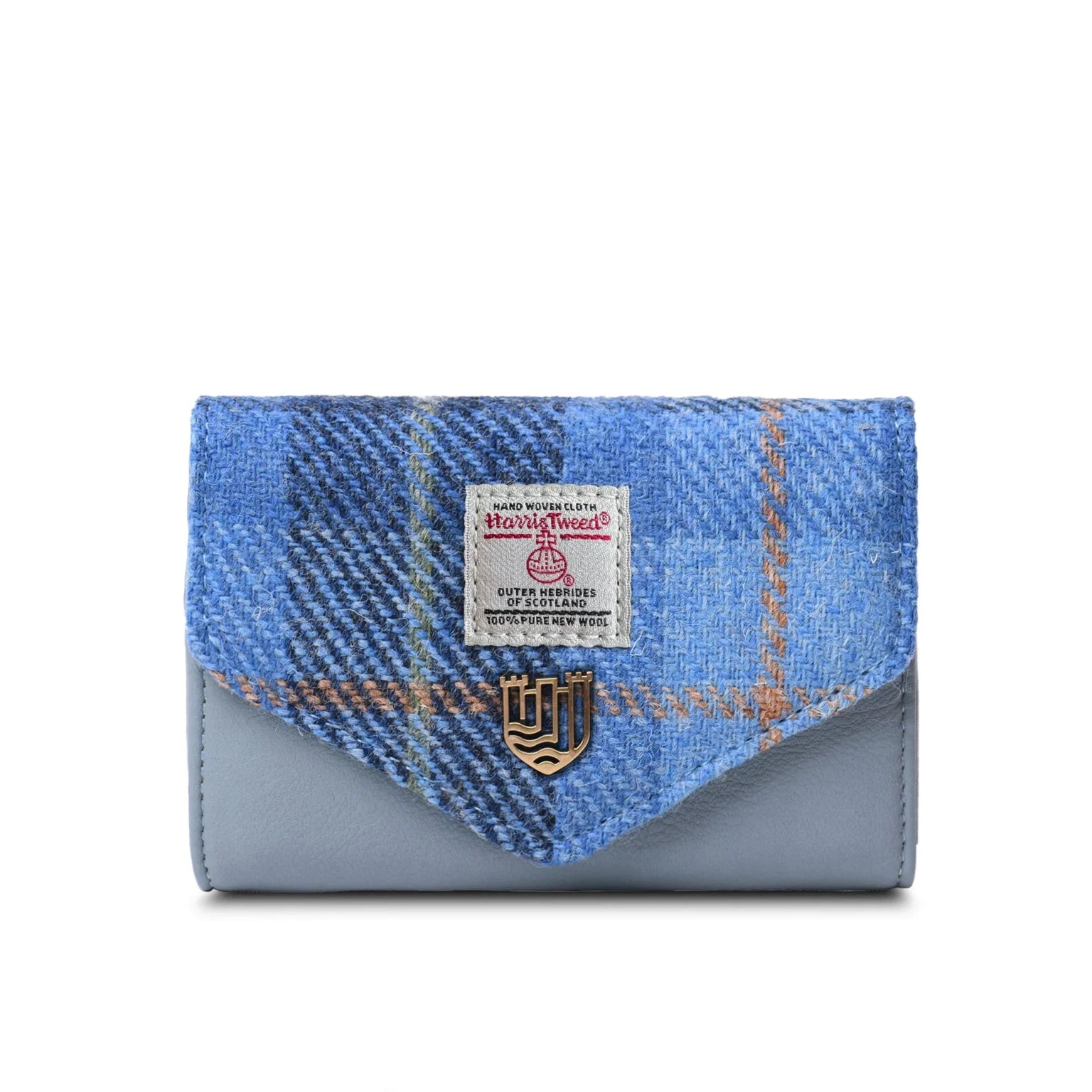 Islander Small Clasp Purse with Harris Tweed - Blue Tartan
