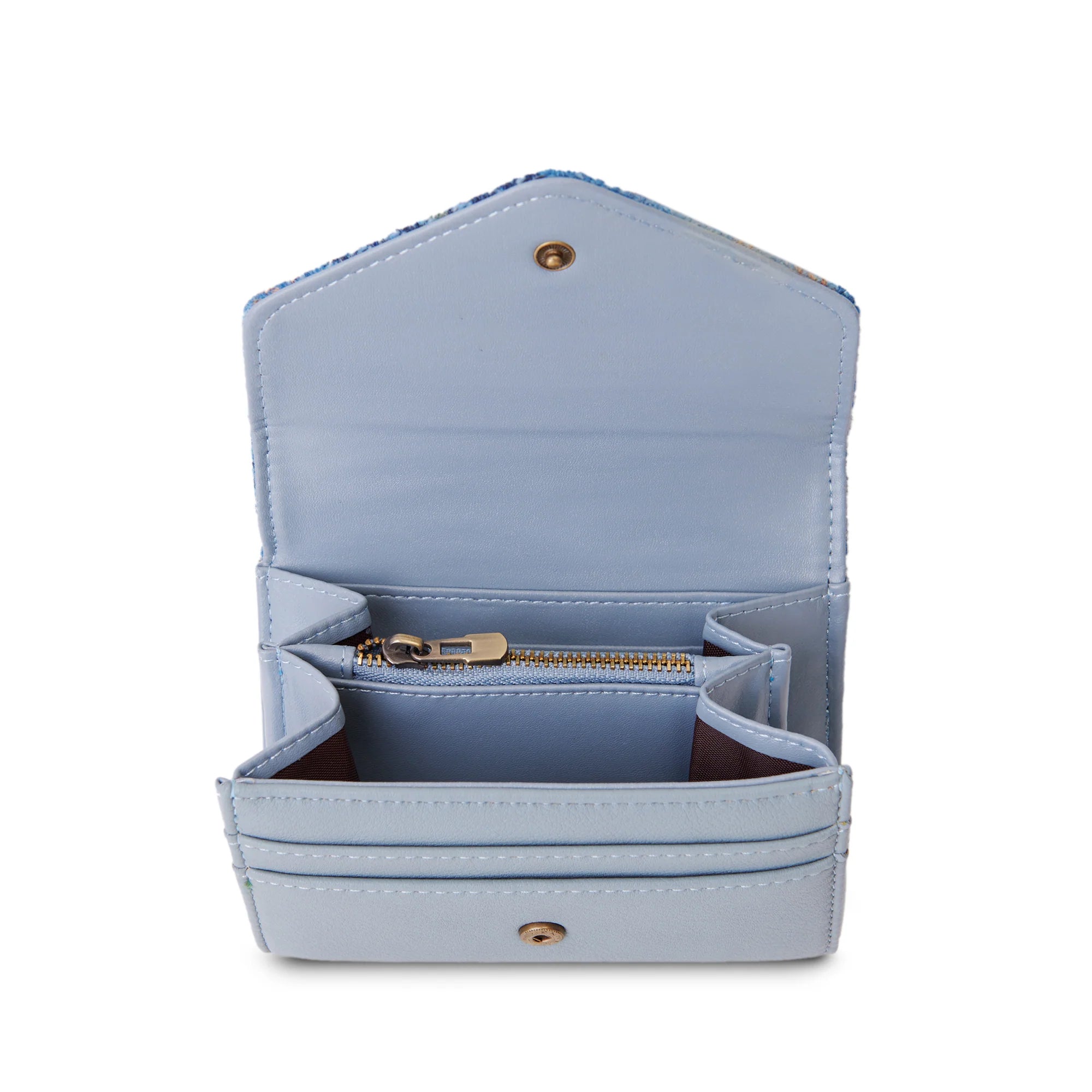 Islander Small Clasp Purse with Harris Tweed Blue Navy Beige Tartan – Image 2 | Harris Tweed Scotland