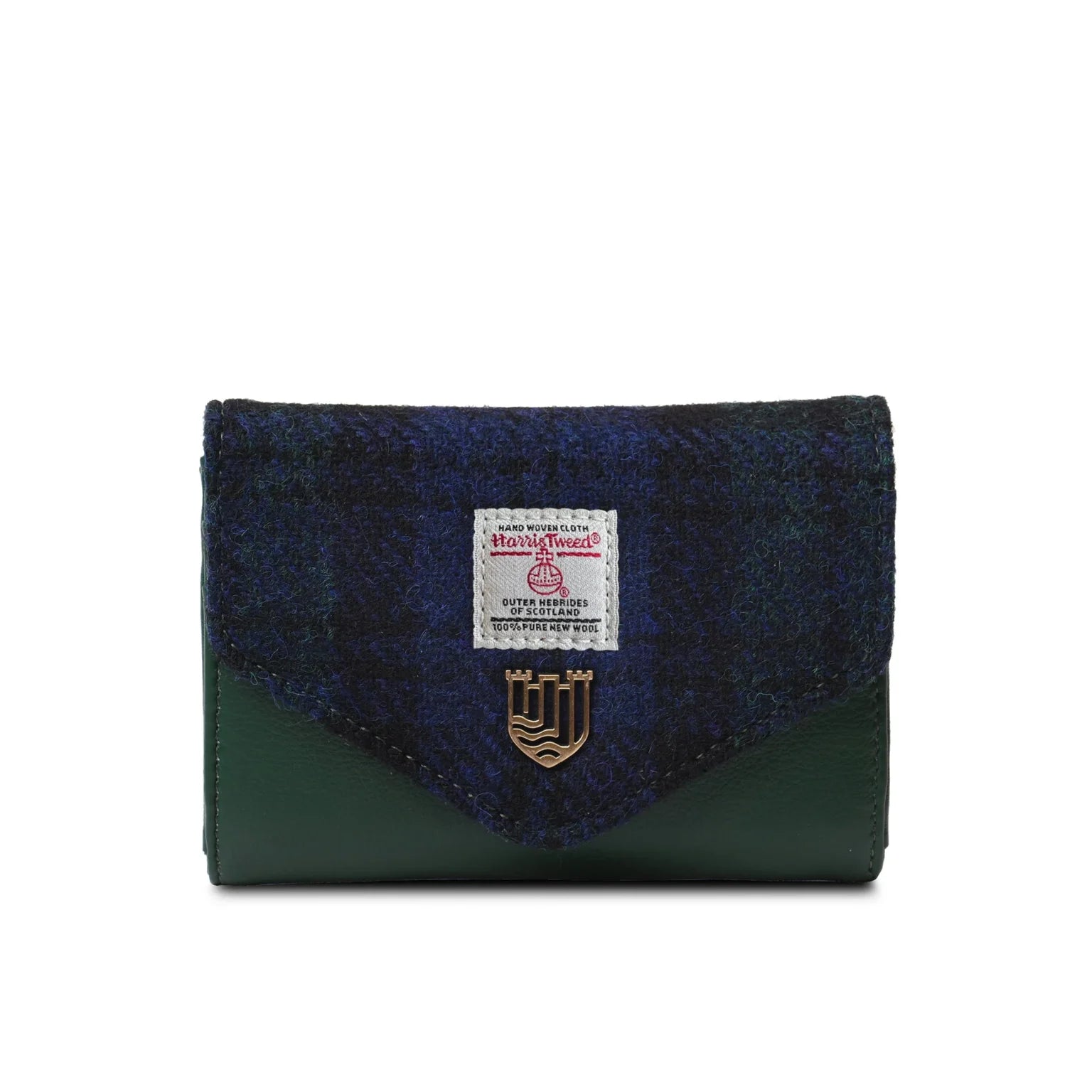 Islander Small Clasp Purse with Harris Tweed Green, Navy Blue Black Watch Tartan Fabric | Harris Tweed Scotland