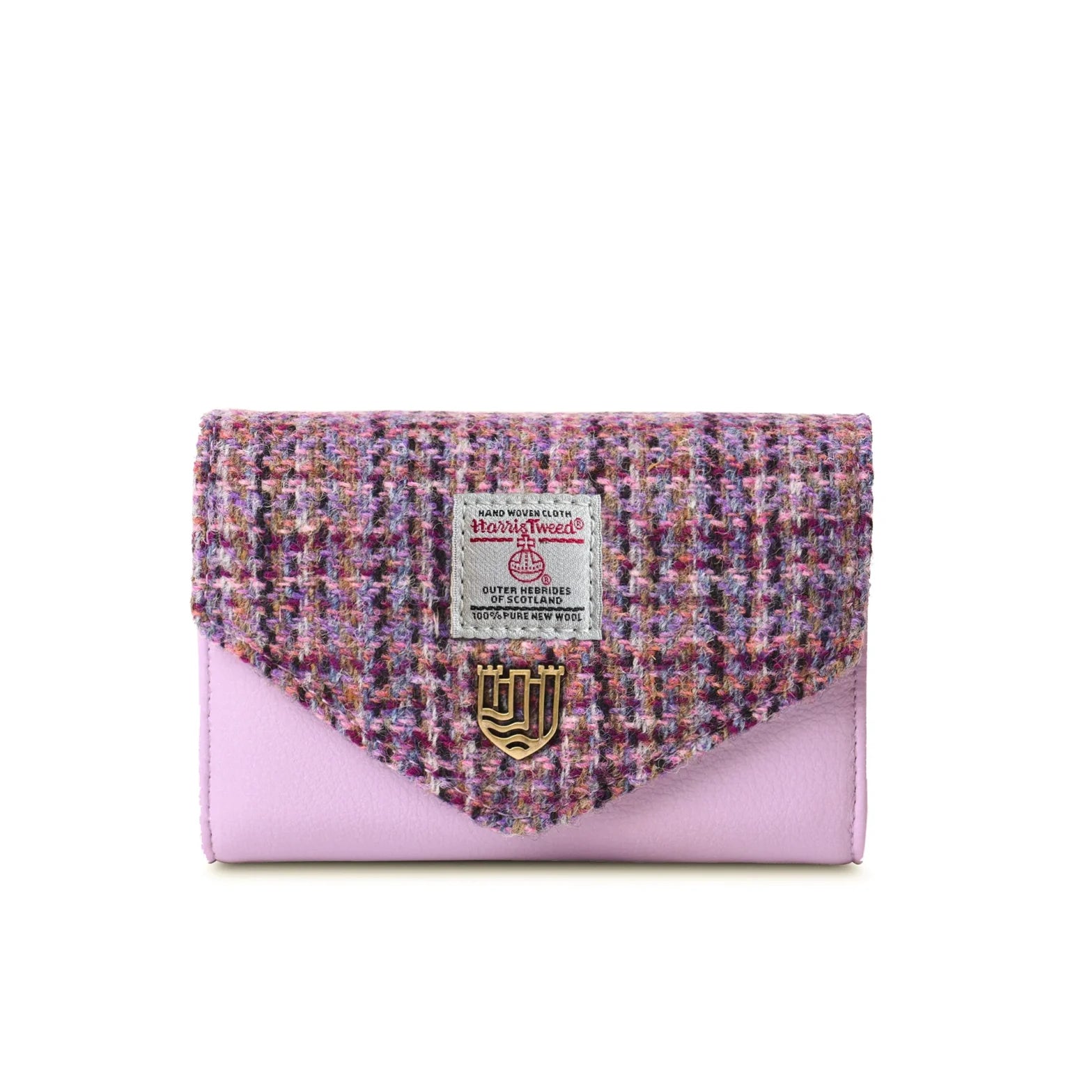 Islander Small Clasp Purse with Harris Tweed - Violet Mini Dogtooth