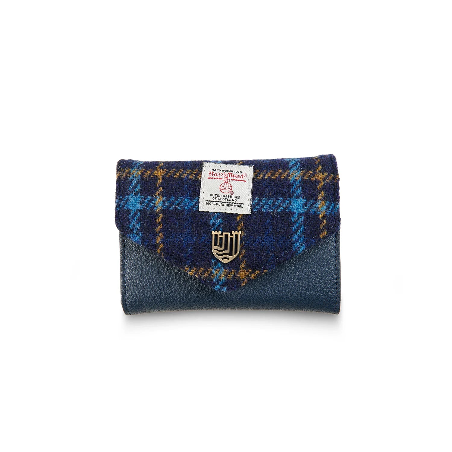 Islander Small Clasp Purse with Harris Tweed Navy Tartan | Harris Tweed Scotland