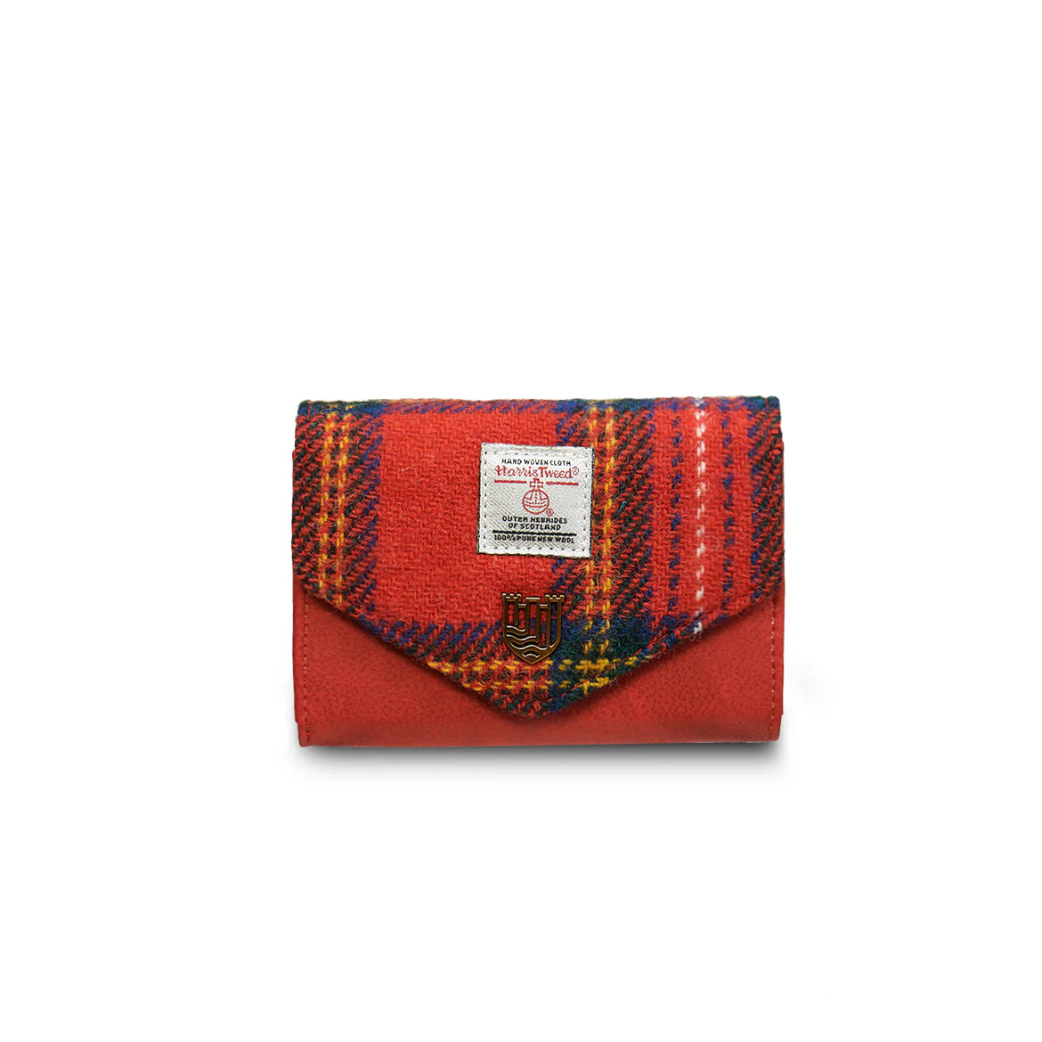 Islander Small Clasp Purse with Harris Tweed Red, Yellow, Black Royal Stewart Fabric | Harris Tweed Scotland