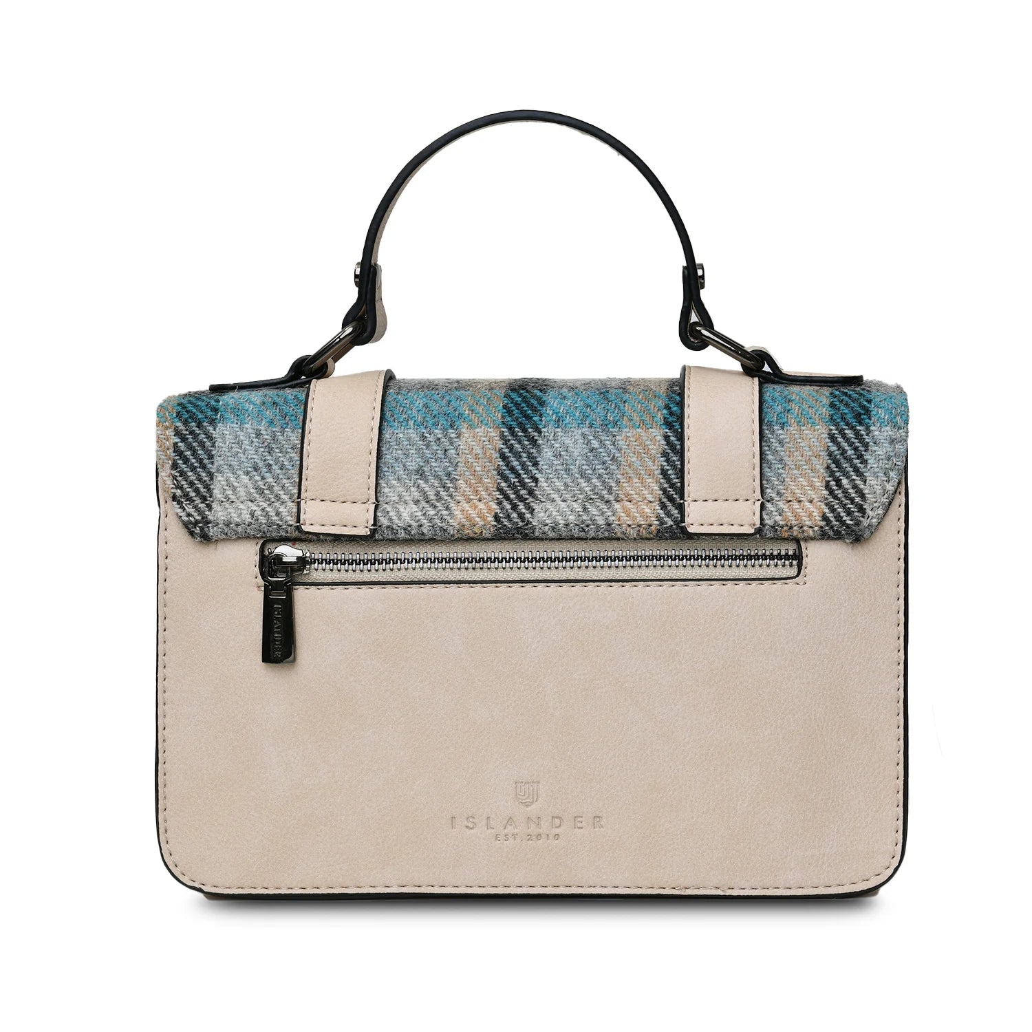 Islander Medium Satchel Bag with Harris Tweed (Navy Over-Check)