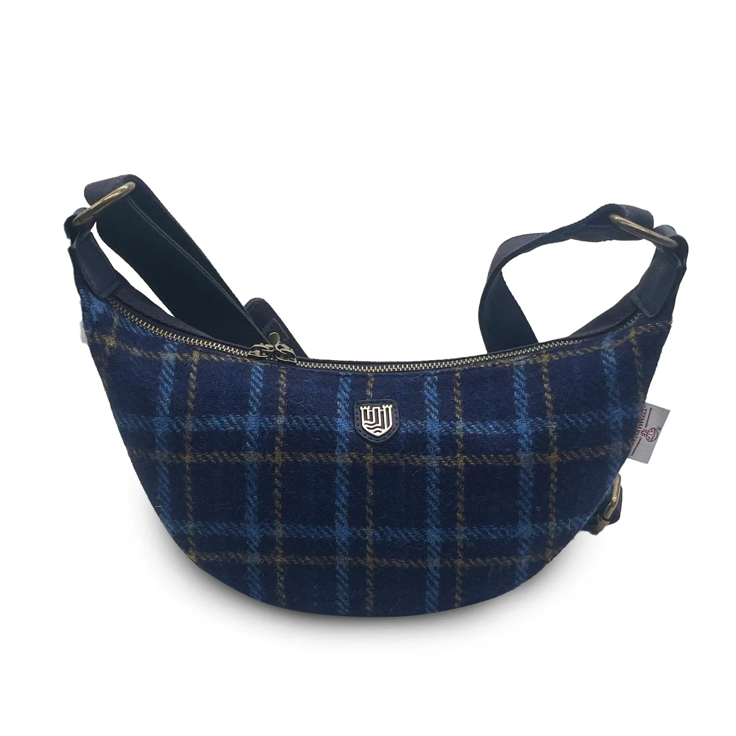 Islander Luna Bag with Detachable Card Wallet in Harris Tweed Blue Navy Tartan | Harris Tweed Scotland