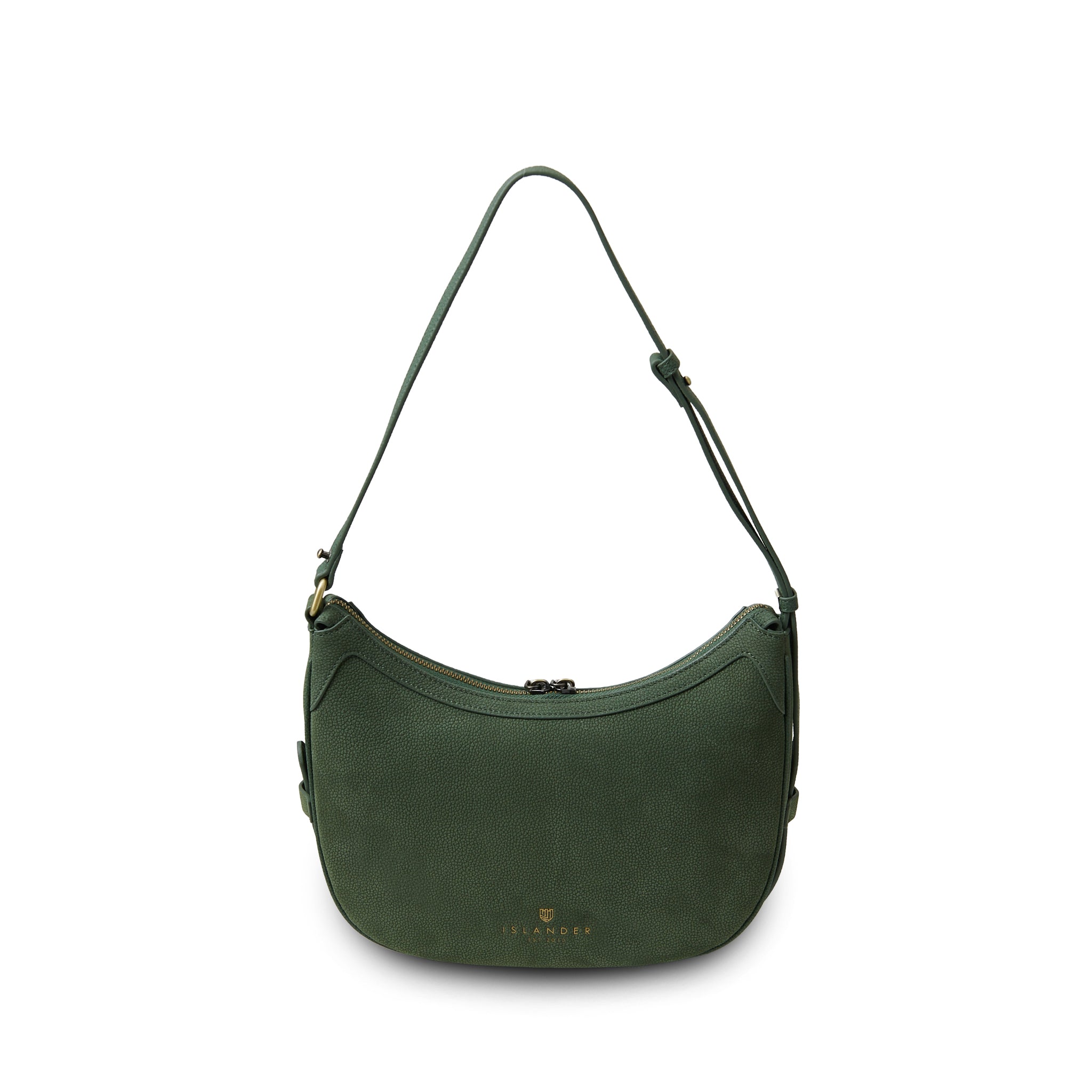 Islander Ellon Genuine Leather with Harris Tweed Shoulder Bag in Dark Green Herringbone