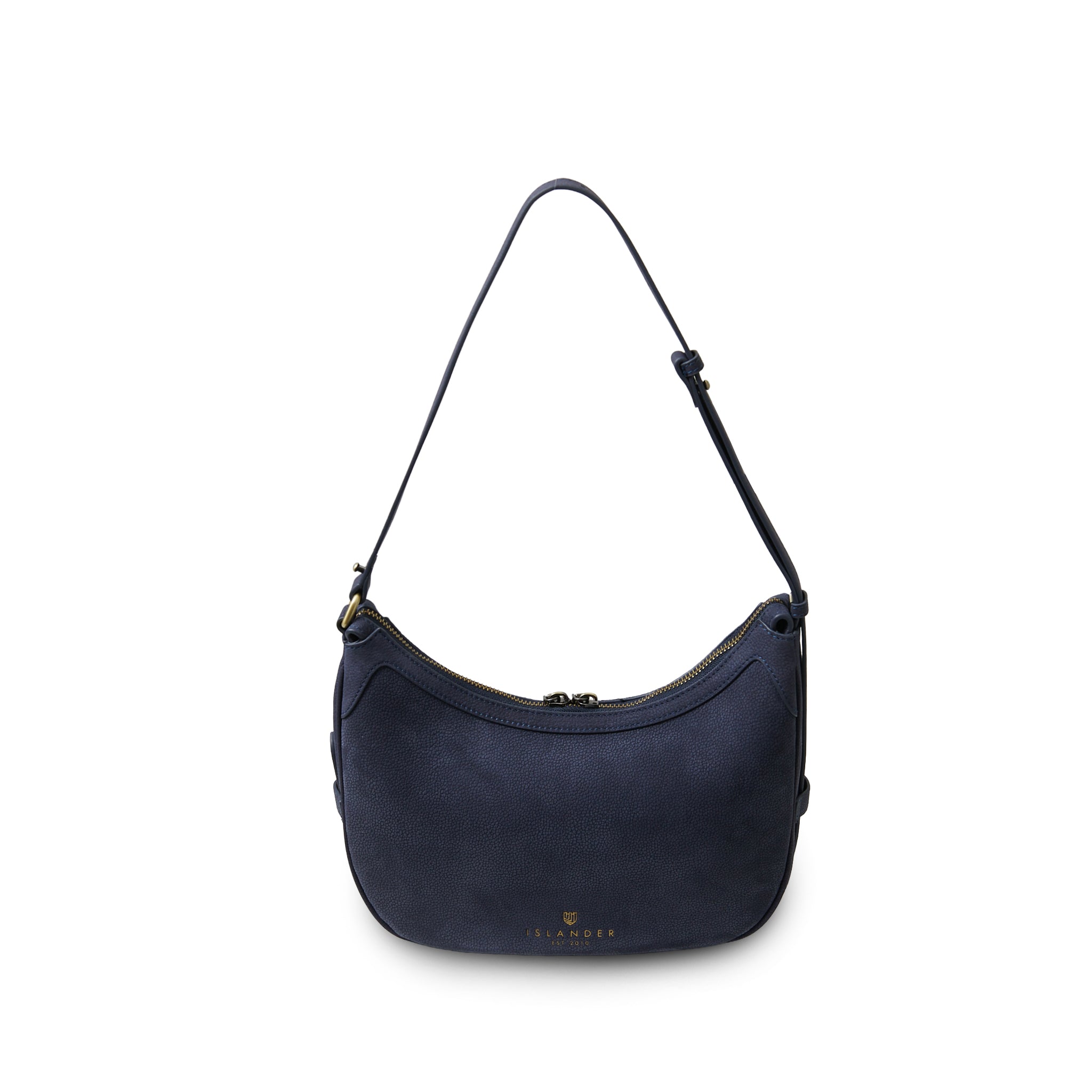 Islander Ellon Genuine Leather with Harris Tweed Shoulder Bag in Navy Over-Check – Image 3 | Harris Tweed Scotland