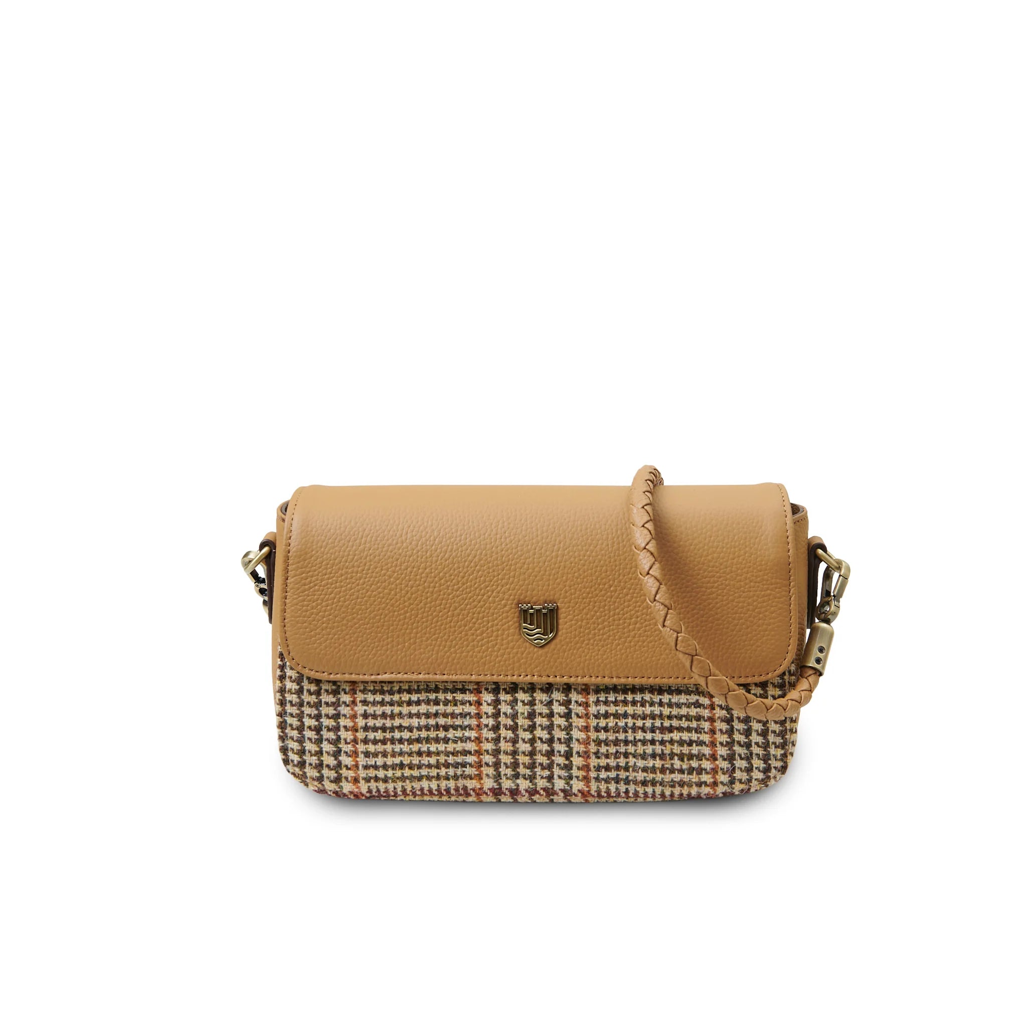 Islander Leather Caithness Clutch Bag Harris Tweed (Beige Dogtooth)