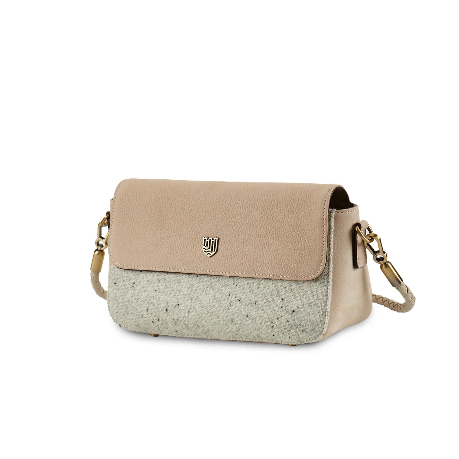 Islander Leather Caithness Clutch Bag Harris Tweed Cream & Beige Plain | Harris Tweed Scotland