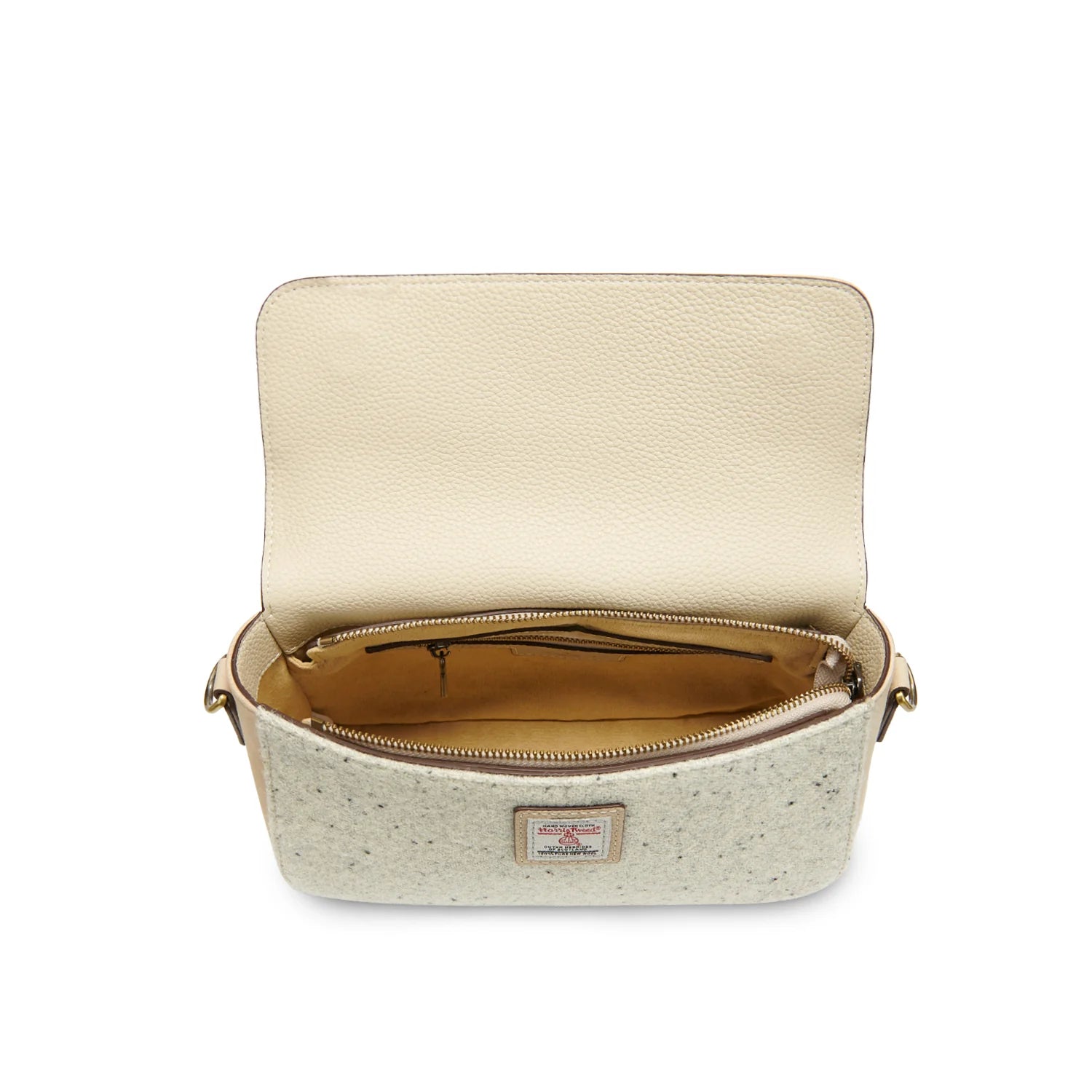 Islander Leather Caithness Clutch Bag Harris Tweed Cream & Beige Plain – Image 2 | Harris Tweed Scotland