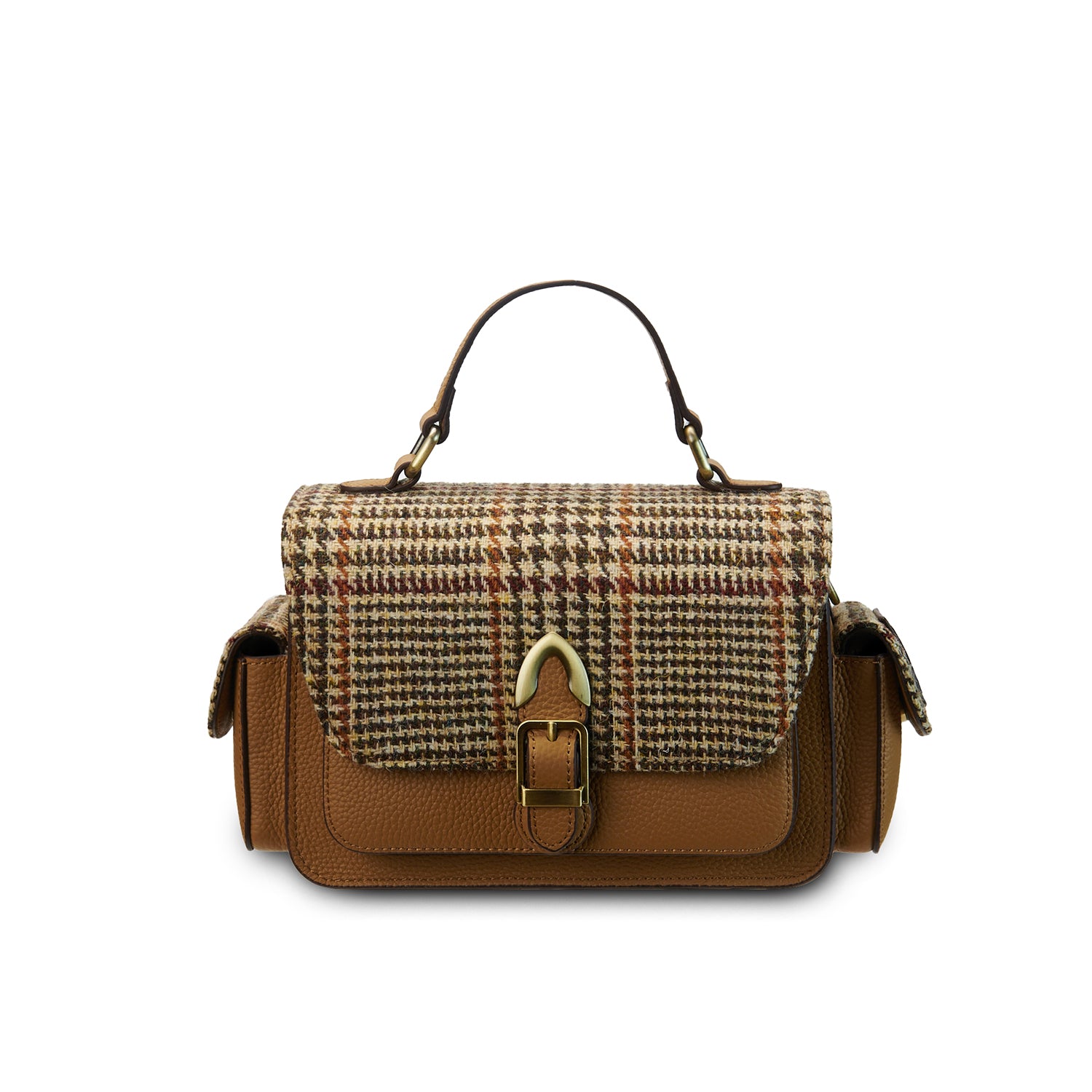 Islander Leather Caithness Clutch Bag Harris Tweed Scotland Beige Dogtooth – Image 3 | Harris Tweed Scotland