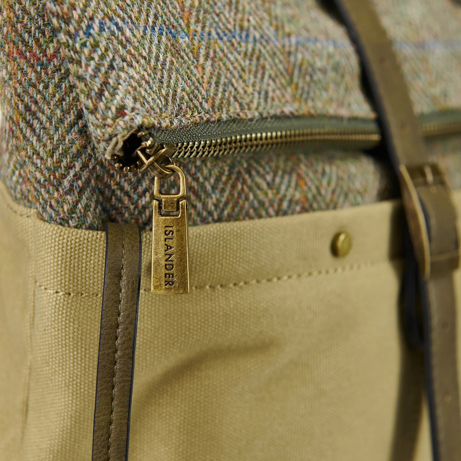 Islander Canvas Backpack with Harris Tweed Chestnut Herringbone