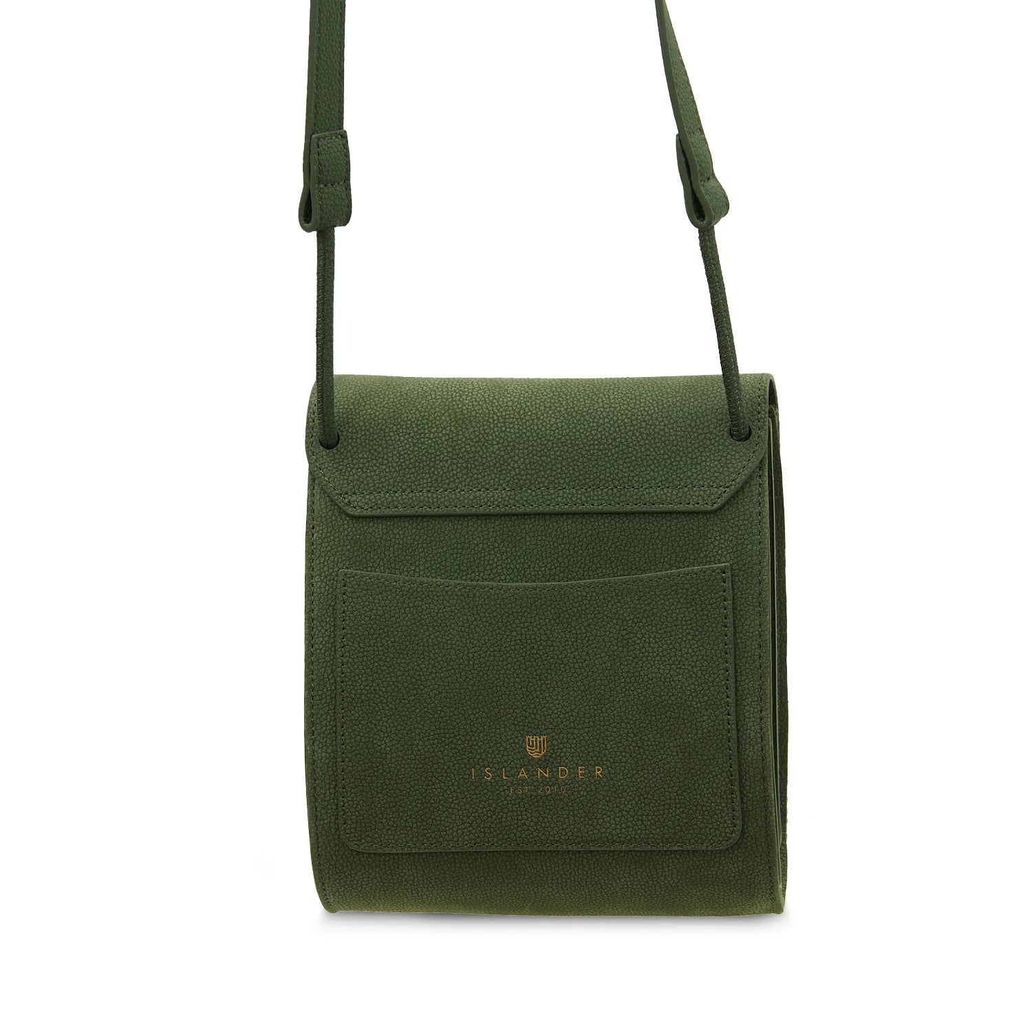 Eilidh Green Leather Crossbody Bag with Harris Tweed Green Herringbone Fabric – Image 4 | Harris Tweed Scotland