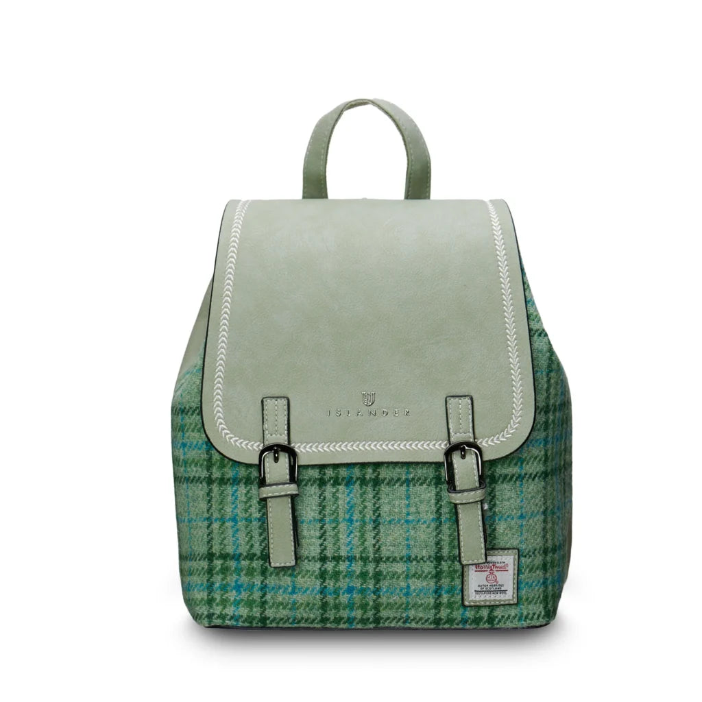 Islander Jura Backpack with Harris Tweed Mint Green Check | Harris Tweed Scotland