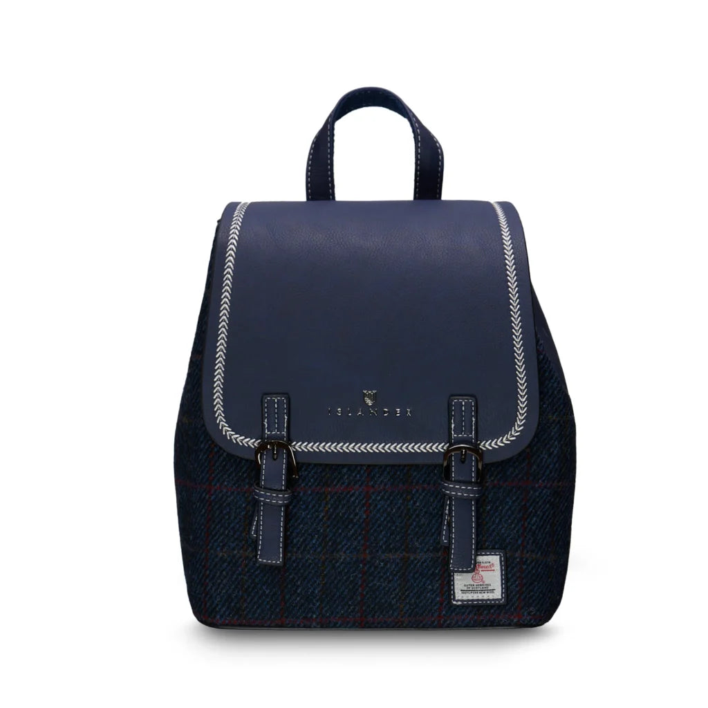 Islander Jura Backpack with Harris Tweed Navy Blue Over Check | Harris Tweed Scotland