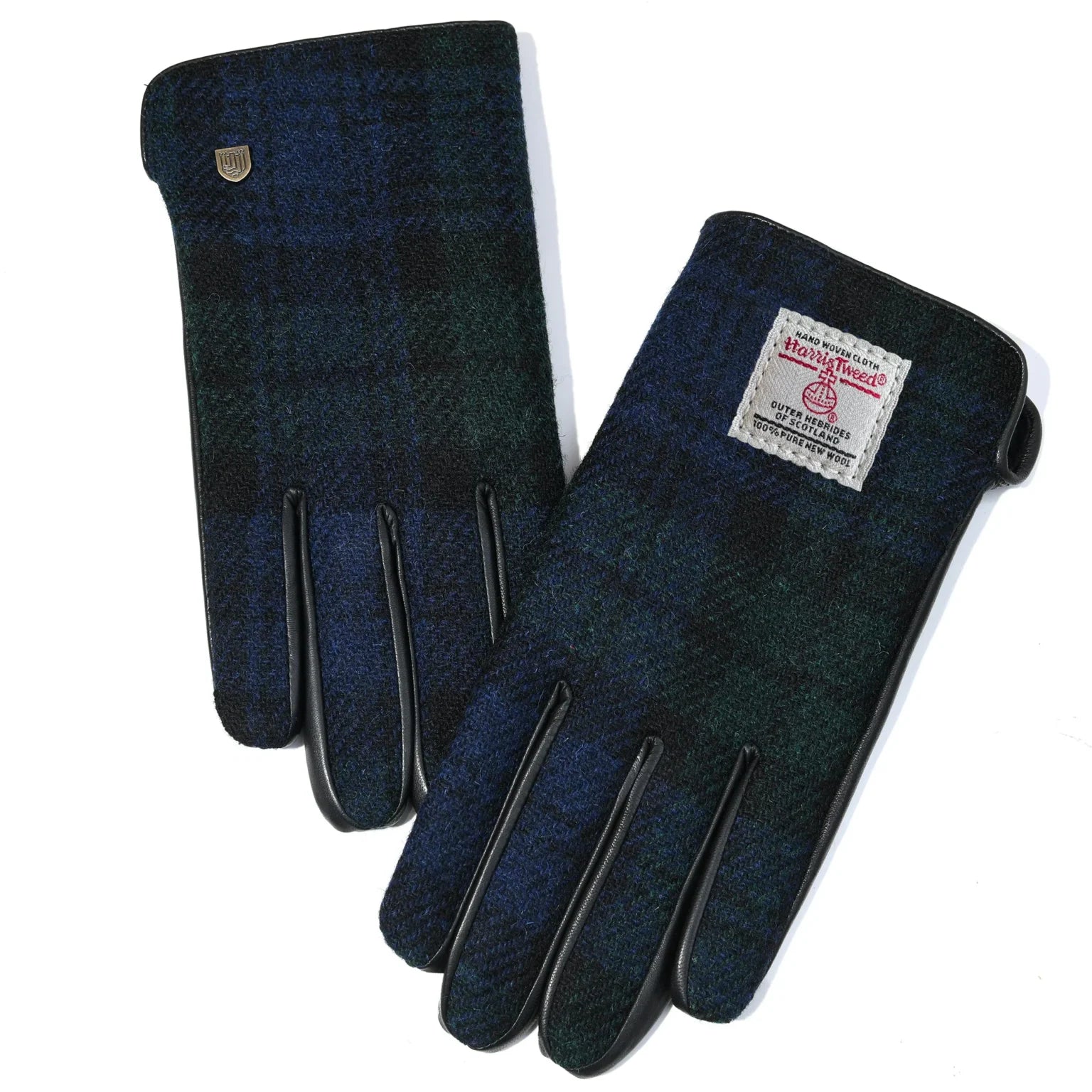 Islander Ladies Gloves with Harris Tweed Black & Navy Blue Tartan | Harris Tweed Scotland