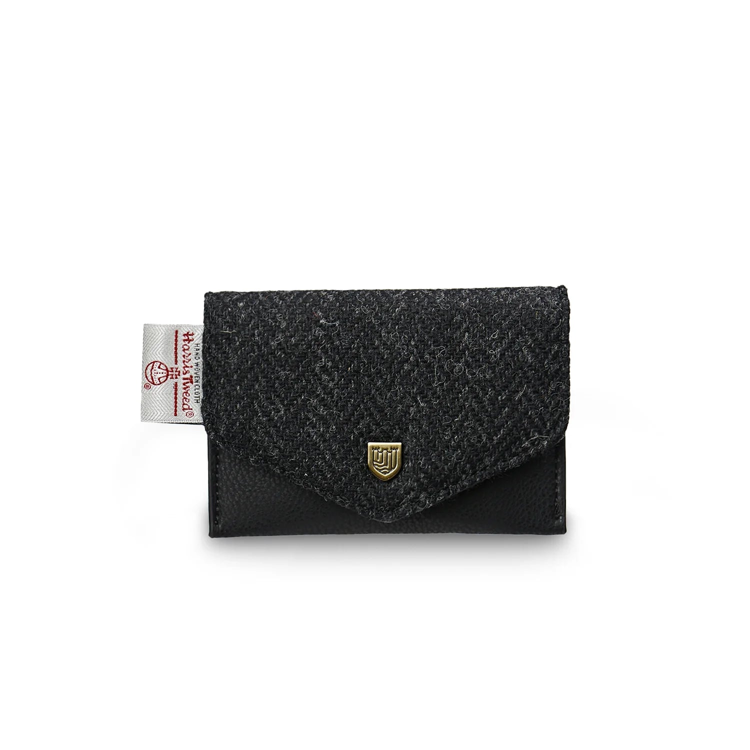 Islander Card Wallet Made With Harris Tweed - Black Herringbone
