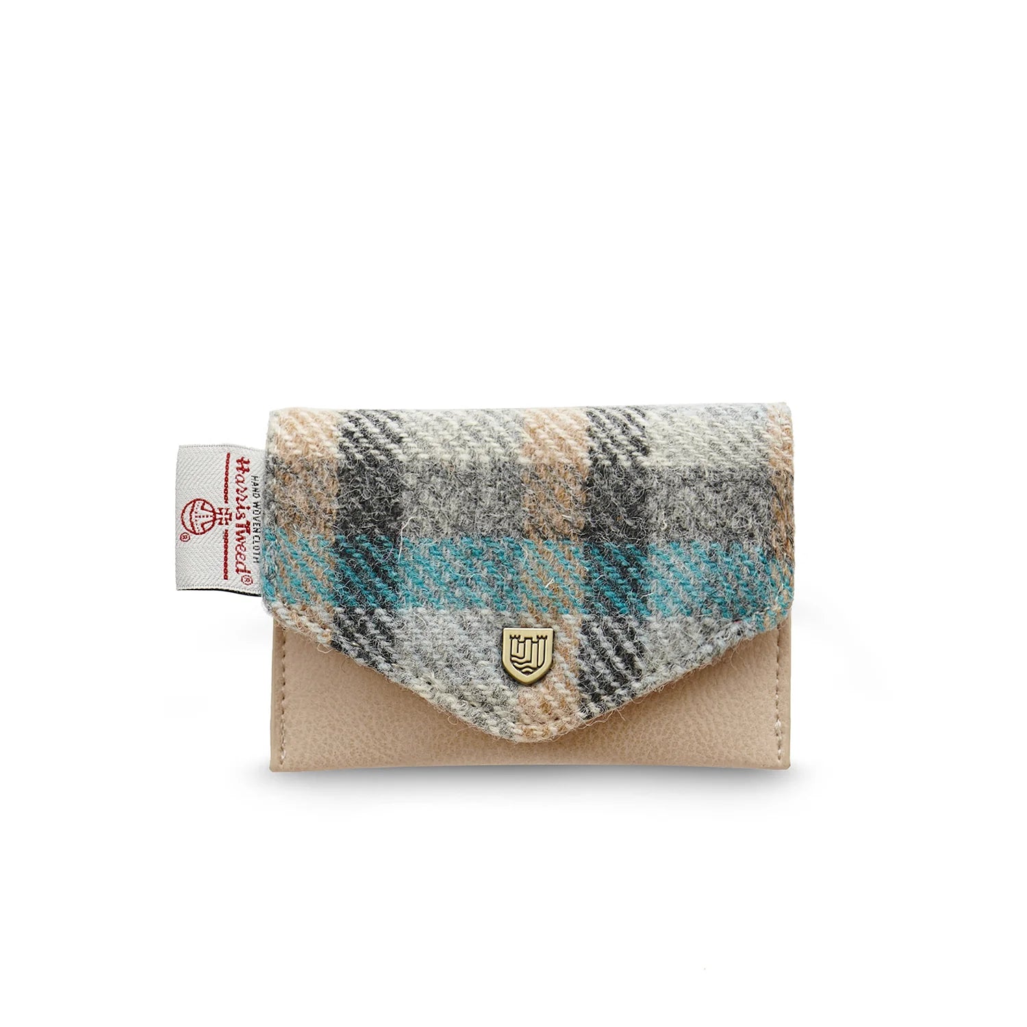 Islander Card Wallet Made With Harris Tweed Blue & Beige Check Islander Tartan | Harris Tweed Scotland
