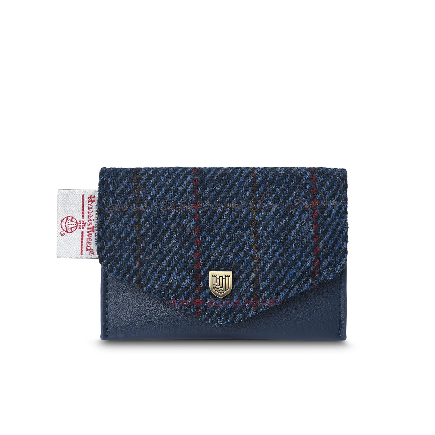 Islander Card Wallet Made With Harris Tweed - Navy Over Check