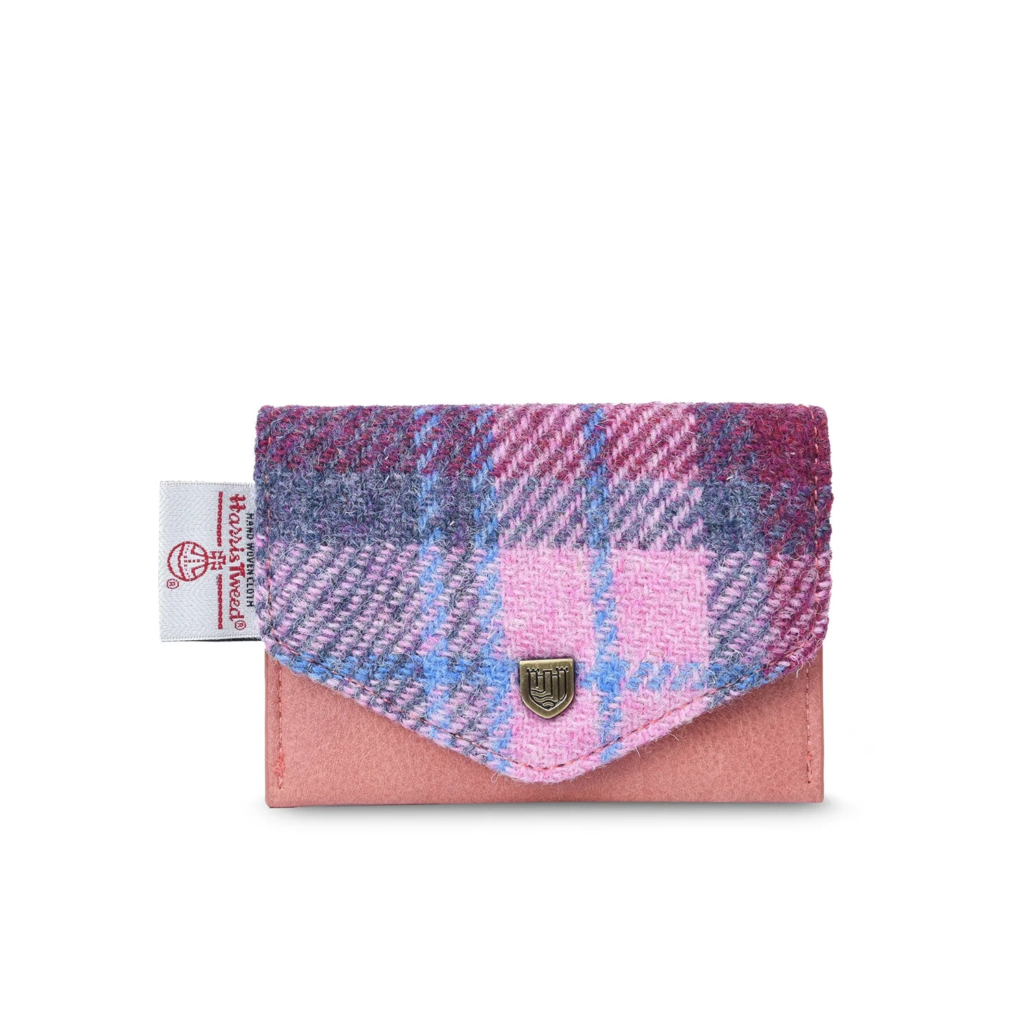 Islander Card Wallet Made With Harris Tweed - Pink and Blue Tartan