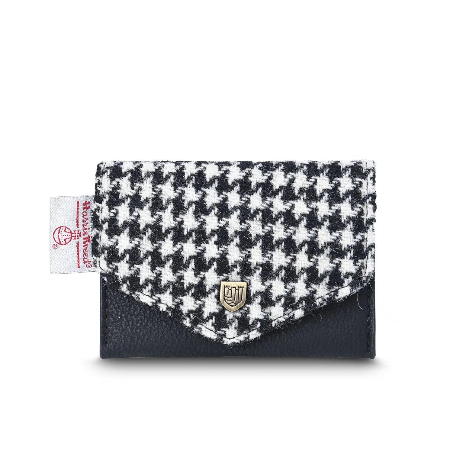 Islander Card Wallet Made With Harris Tweed - Black & White Dogtooth