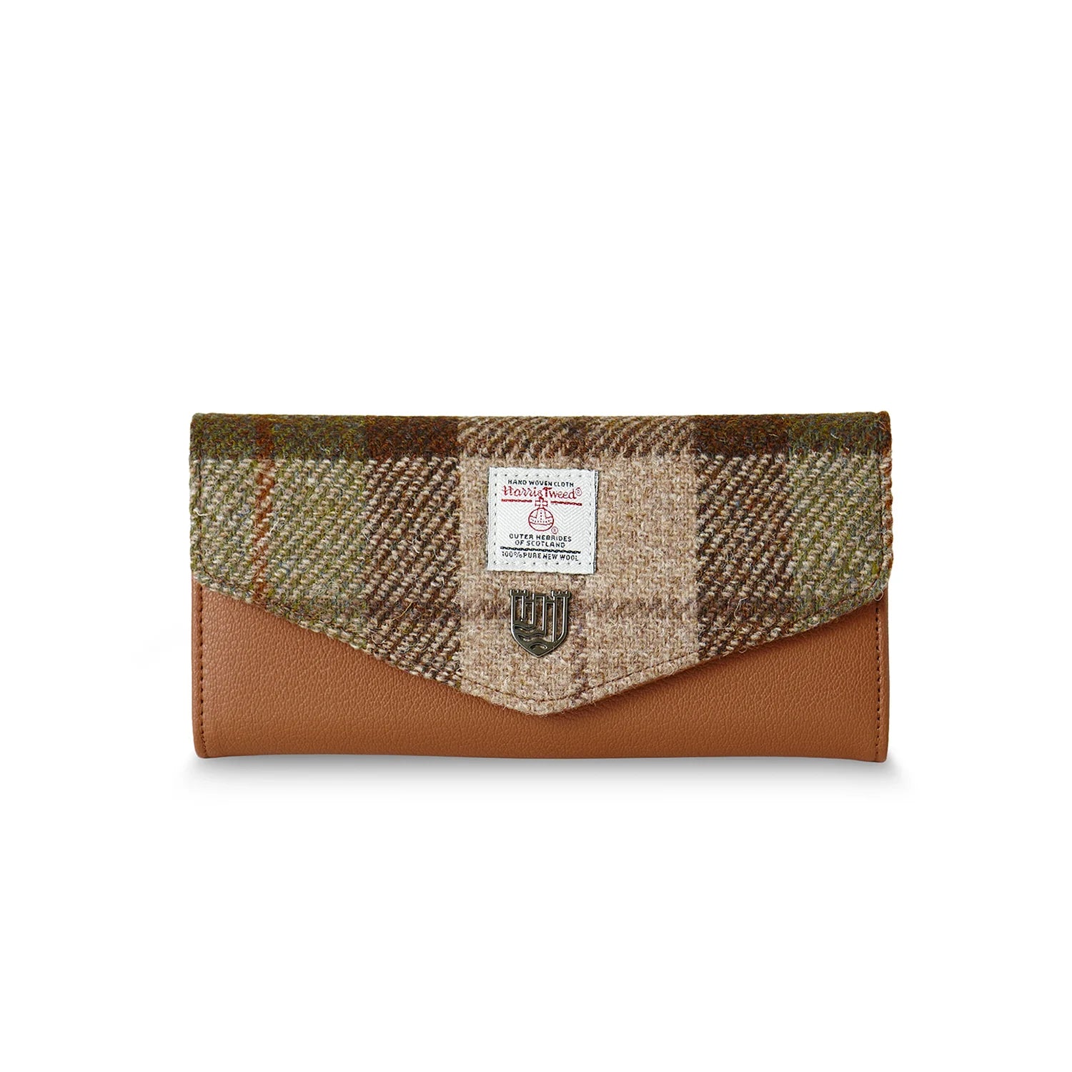 Islander Large Clasp Purse with Harris Tweed - Chestnut Tartan