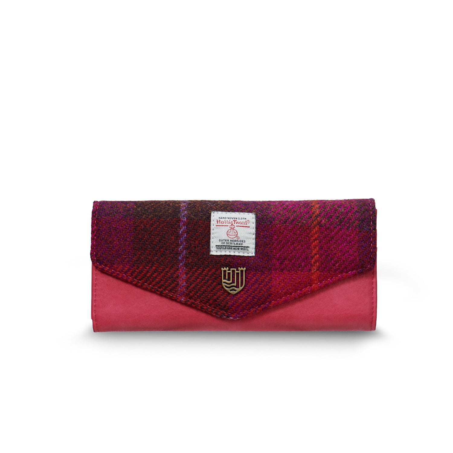 Islander Large Clasp Purse with Harris Tweed - Fuchsia Tartan