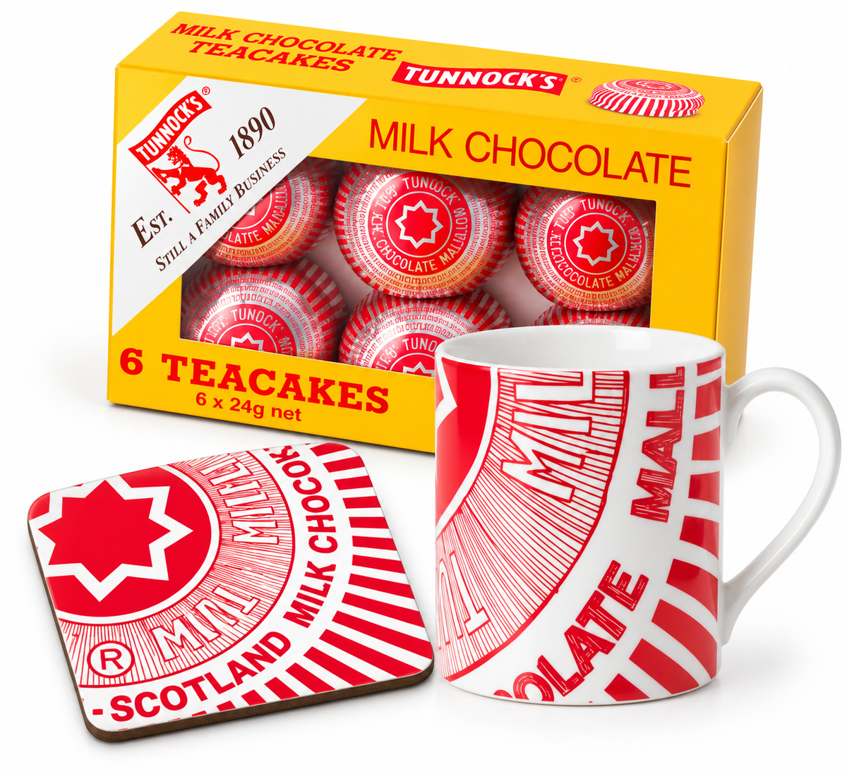 Tunnock’s Teacakes Gift Set – Mug, Coaster & Chocolate Teacakes