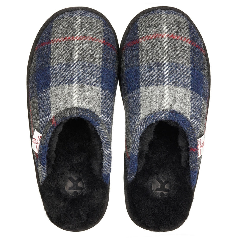 William Men's Harris Tweed Mule (Navy / Black Check)