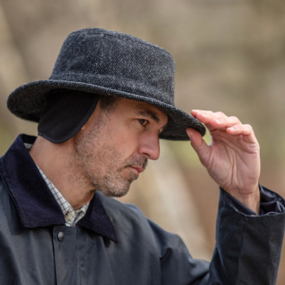 Harris Tweed Berkeley Fedora Hat (Gun Metal)