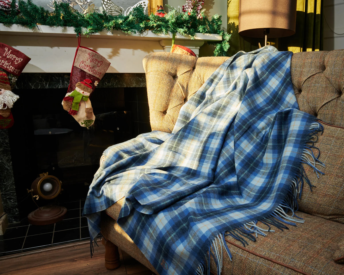 Islander Lambswool Blanket (Blue Tartan)