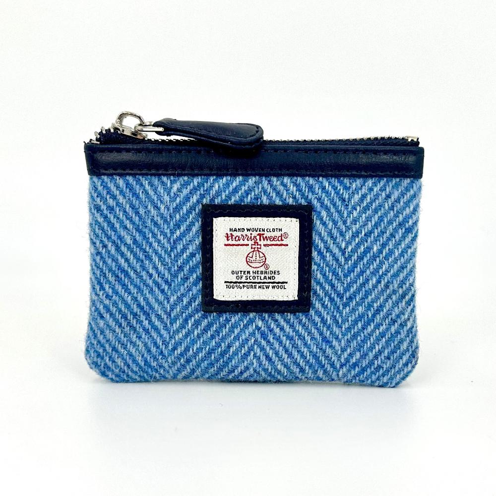 Maccessori Coin Purse with Harris Tweed Sky Blue | Harris Tweed Scotland