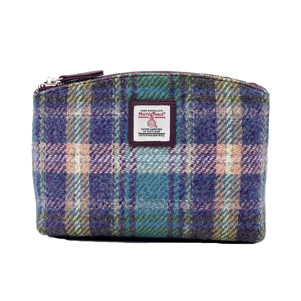 Maccessori Small Harris Tweed Cosmetic Pouch (Green Purple)