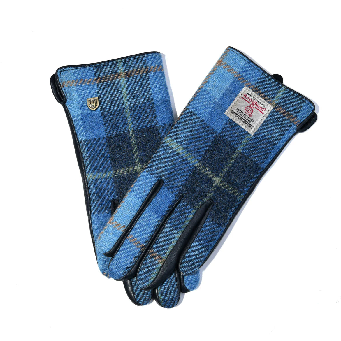 Islander Ladies Gloves with Harris Tweed - Blue Tartan