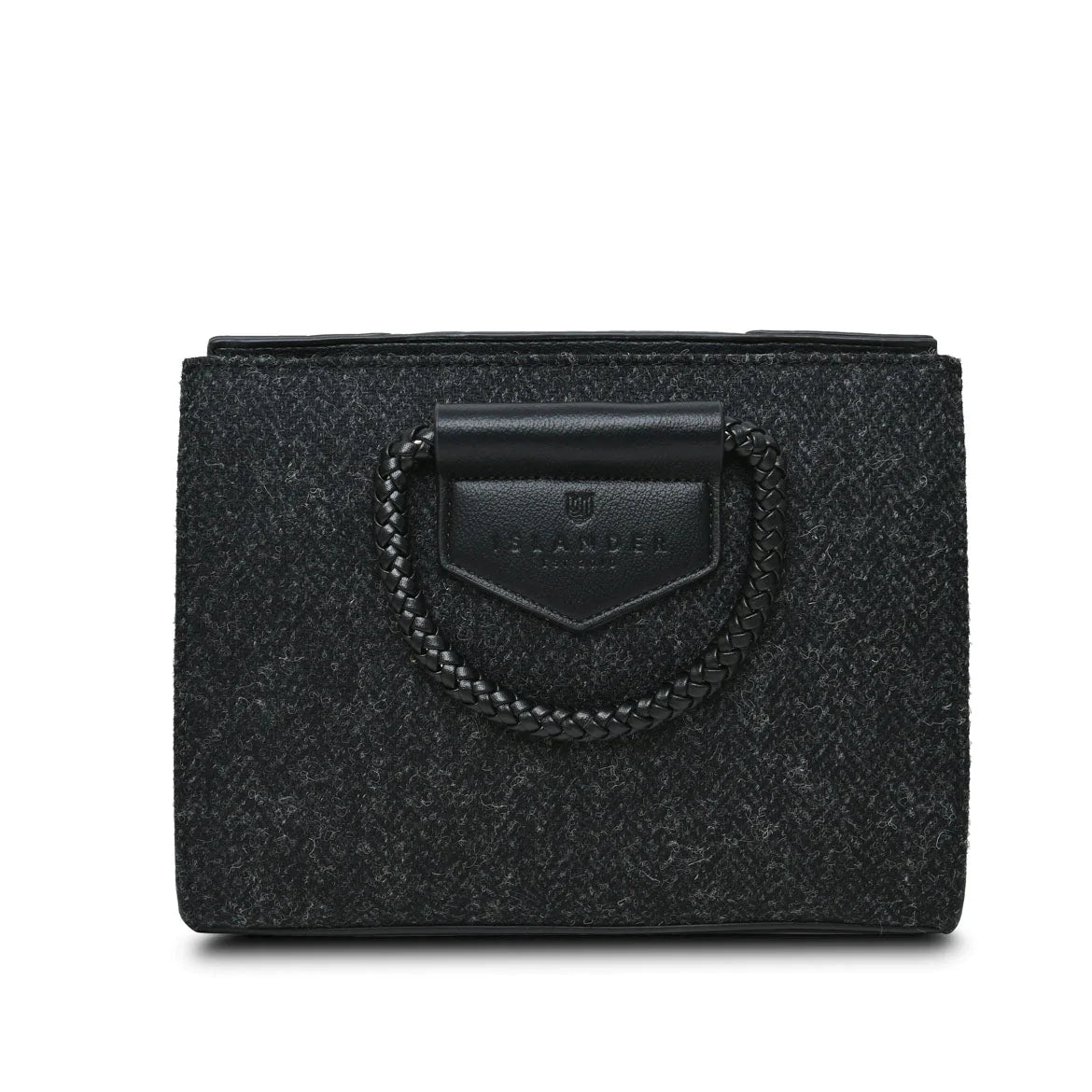 Islander Arran Tote Bag with Harris Tweed - Black Herringbone
