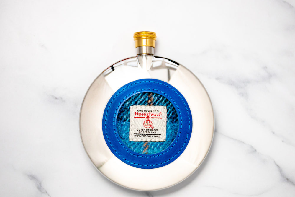 Marlborough of England Harris Tweed 5oz Discus Flask Blue – Image 3 | Harris Tweed Scotland